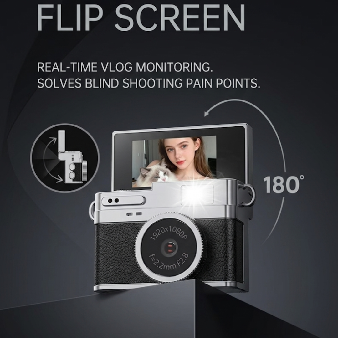 Mini Retro Camera with 1080p recording and LCD Display 32GB Memory