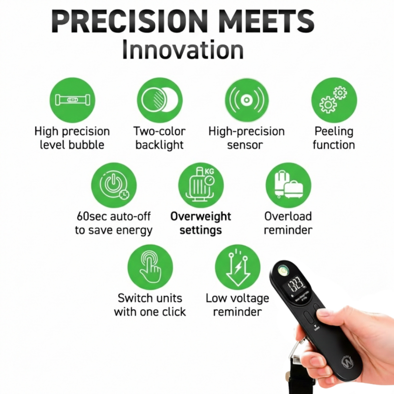 Portable Digital Luggage Scale – 50 kg Max with Tare & Overload Alert
