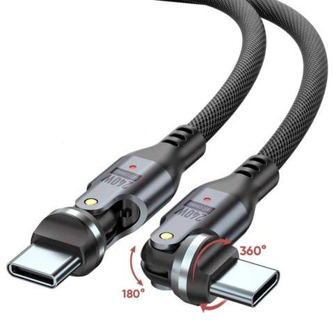 Dual Rotation USB C to Type C Braided 240w Fast Charging Cable with 540 degree rotation 1.8m