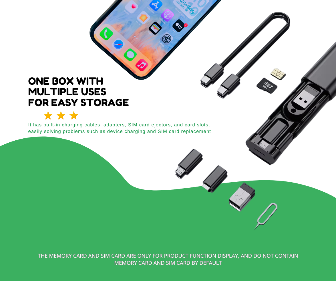 60W Multi Functional 6 in 1 Cable with Organizer kit