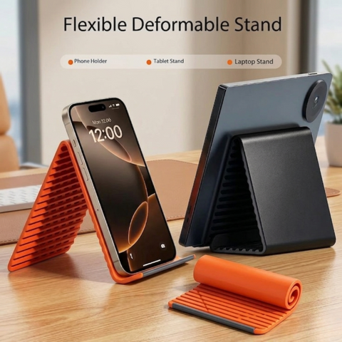 Trending Portable Rollable Bendable Soft Silicone Multi-Angle Stand for Phones, IPads and other devices