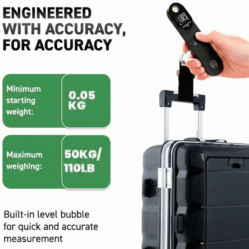 Portable Digital Luggage Scale – 50 kg Max with Tare & Overload Alert