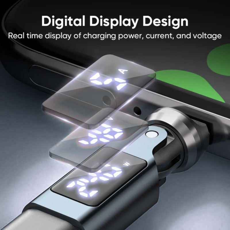 USB C PD 240W Display LED Adapter with 360+180 Degree rotation for Phones, Tablets & Laptops