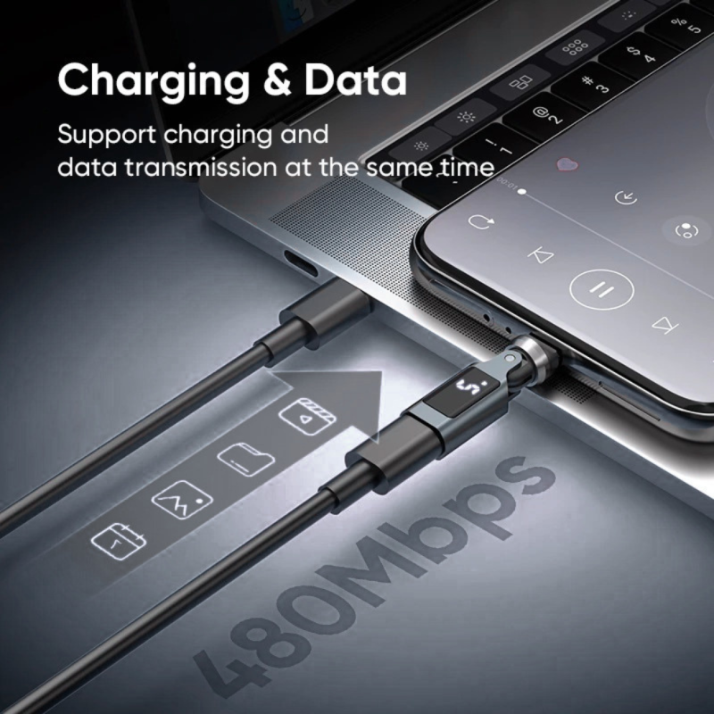 USB C PD 240W Display LED Adapter with 360+180 Degree rotation for Phones, Tablets & Laptops