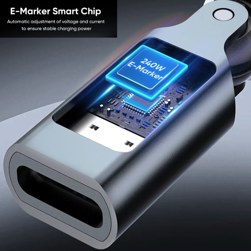 USB C PD 240W Display LED Adapter with 360+180 Degree rotation for Phones, Tablets & Laptops